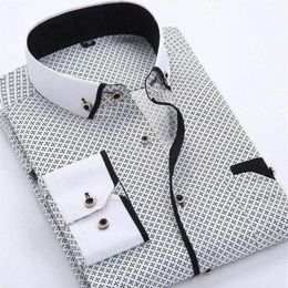 Mens Dress Shirts Designer Casual Slim Fit Long Sleeve Business Shirt Male Dot Print Autumn Formal Cotton Shirts Men New Brand1265k