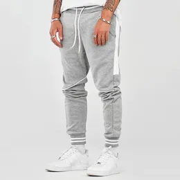 Men's Pants Casual Sports Trousers Loose Colour Matching Tie Rope Fashion Jogging Fitness Pockets Bunched Feet Sweatpants Streetwear