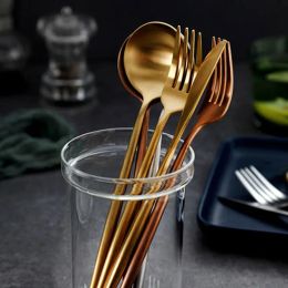 Stainless Steel Tableware Gold Knife Meal Spoon Fork Chopsticks Coffee Spoon Flatware Exquisite Western Dinner Dessert Cutleries Fashion