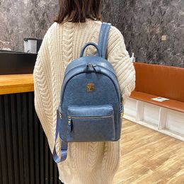 Backpack Korean Version New Women's Backpack ins Popular Leisure PU Soft Leather Travel Student School Bag