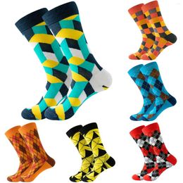 Men's Socks Adult Unisex Diamond Square Printing Colourful Street Personality Medium Girls Shape Fx9bp
