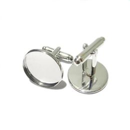 Beadsnice cufflink parts for Jewellery making brass handmade cufflink whole with 16mm round cabochon tray ID8896208g