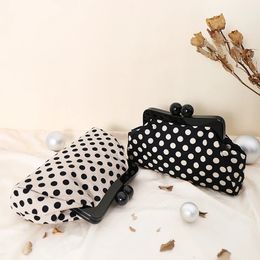 Evening Bags Polka Dot Handbag Crossbody Bag Kiss Lock Top Handle Chain Strap Vintage Purse Shell Women Shoulder Clasp Gift 231026