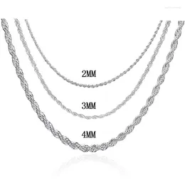 Chains 925 Sterling Silver Twisted Necklace Simple Chain Link For Women Platinum Plated Fine Jewelry Gift SCA017