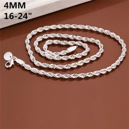 Men's Sterling Silver Plated Twinkling rope Chains necklace 4MM GSSN067 fashion lovely 925 silver plate Jewellery necklaces cha266B