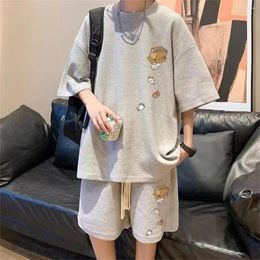 Men's Tracksuits Korean Fashion Men Short Sets Hip Hop Waffle Casual Suit Tshirts Shorts 2 Piece Set Summer Tracksuit 2023