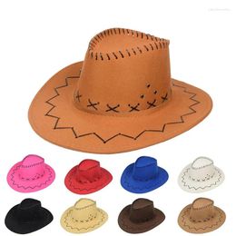 Berets Outdoor Solid Color Big Brim Sun Protection Men Cowboy Hat Spring Summer Shade Wide Unisex Jazz Beach Cap