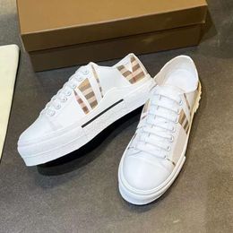 Designer Print Check Sneakers Men Casual Shoe Pink White Classic Plaid Cotton Outdoor Lace Up Shoes Size 36-45 With Box NO485