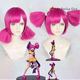 Catsuit Costumes Buro Anime Muse Dash Rose Pink Short Cosplay with Double Ponytail Heat Resistant Synthetic Hair Party Wigs + Wig Cap