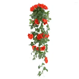 Decorative Flowers Wildflower Birthday Artificial Rose Flower Rattan Green Leaf Vine Garland Home Decor Thanksgiving Decorations Bundle