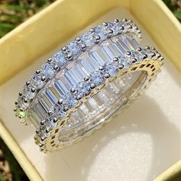 Victoria Wieck Luxury Jewelry Real 925 Sterling Silver Princess Cut White Topaz CZ Diamond Party Circle Ring Women Wedding Engagem244W