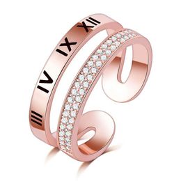 New Arrival Top Quality 18kgf rose gold filled roman letter Finger Ring A Zircon micro pave for Women Anniversary Whole276t