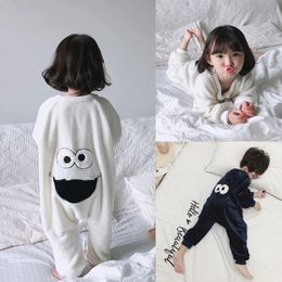 Pyjamas Onesie Kids Baby Boys Girls Pyjamas Children Winter Long Sleeve Flannel Animal Sleepwear Cartoon Big Eyes Sleeping Bag Robe 231027