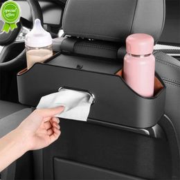 New Car Seat Back Storage Box Tissue Box Under Seat Auto Back Seat Paper Bag Place Water Cup Holder Hanging Hook Organiser