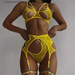Sexy Set Transparent Bra Intimate Sensual Lingerie Sexy Underwear 3-Piece Garter Belt Exotic Sets Bra And Panty Set T231027