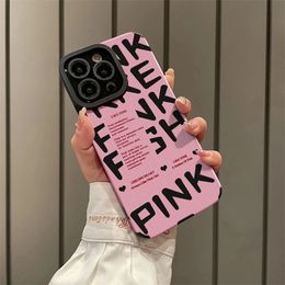 Cell Phone Cases LUPWAY Style Label Pink Ins Letter Phone Case for iPhone 15 12 11 14 13 Pro Max Se 7 8Plus Xs Max X Soft Leather Cover Capa 231026