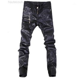 New Fashion Leather Pants Skinny Motorcycle Straight Casual Trousers Size 28-36 A1031