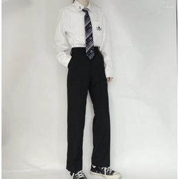 Men's Suits Men's & Blazers Men's Korean Loose Casual Pants College Style Handsome Uniform Suit Black Colour Baggy Homme Trousers