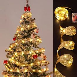 Christmas Decorations Ribbon Fairy Light Christmas Decoration Christmas Tree Ornaments For Home Bows String Lights Navidad Natal Year 231027