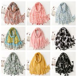 Scarves Summer Viscose Voile Big Black Scarf Women Sun Protection Shawl Ladies Poncho Luxury Hijab Designer Panama Beach