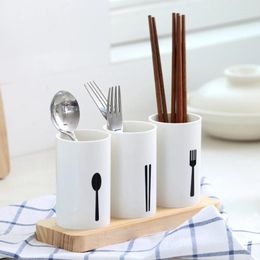 Kitchen Storage Flatware Organiser Wood Base Silverware Tube Cutlery Utensil Holder Chopsticks Dinnerware Rack Shelves