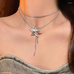 Pendant Necklaces Retro Punk Long Star Silver Color Butterflies Adjustable Tassel Fashion Advanced Jewelry For Women