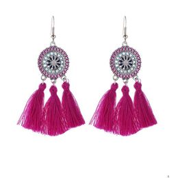 Dangle Chandelier Boho Fashion Tassel Enamel Flower Earrings Luxury Design Earring Women Bridal Jewellery 5 Colors For Choices Drop De Dhqog