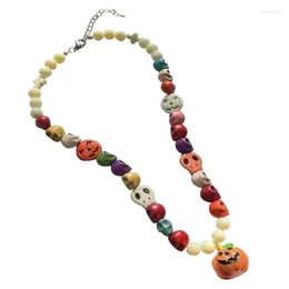 Pendant Necklaces Acrylic Skull Beaded Necklace Pumpkin Fashion Collar E0BE