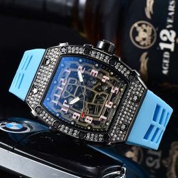 Barrel Shaped Trendy Men's and Women's Universal Wristwatch, Fashionable Business Single Calendar with Diamond Inlaid Watch