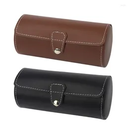 Jewelry Pouches 3 Slots Watch Roll Travel For CASE Chic Portable Vintage Leather Display Storage Box With Slid In Out Organizer