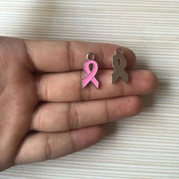 Charms 10 Pcs/lot 22x10mm 6 Colours Pink Ribbon For Jewellery Making Breast Cancer Sign DIY Necklaces Bracelet Earrings A031