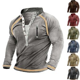 Men's Hoodies Fall Long Sleeve Button Half Open Hoodless Sweatshirt Athletic Wear Men Mens Crop Top Fleece House Jacket