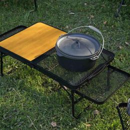 Camp Furniture Folding Camping Table Nature Hike Supplies Outdoor Portable UltraLight Leisure Plank Iron Net Dual-purpose Barbecue Picnic