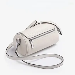 Evening Bags Genuine Leather Women's Fashion Shoulder Bag Ladies' Crossbody Small Versatile Cow Cylinder Two Straps