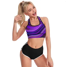 Yoga Outfit Abstract Marble Sport Bra U Neck Liquid Print Breathable Gym Raceback Crop Bras Gathering Workout Top For Girls