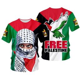 Men'S T-Shirts Mens Palestine Flag 3D T Shirt Women Men Kids Summer Fashion O-Neck Short Sleeve Funny Tshirt Graphics Tees Streetwea Dhx0U