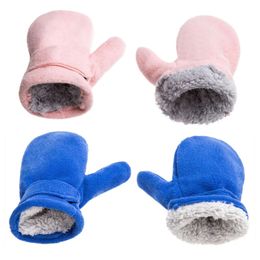 Children's Finger Gloves Toddler Infant Kids Winter Mittens Easy-on Baby Boys Girls Warm Thick Fleece Fingerless Gloves For Children Outdoor Hand Warmers 231027