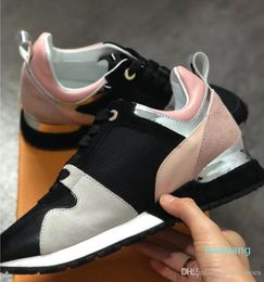 Flat shoes men Run Away sneakers Women Shoes calf Leather Mesh Mixed Color Trainer Runner Shoes Unisex tennis shoes Size