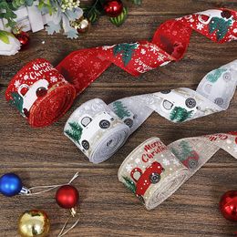 Christmas Decorations 5Mroll Christmas Decoration Colour Car Printing Ribbon Christmas Tree Decoration Ribbon Merry Christmas Navidad Year 231027