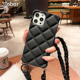 Cell Phone Cases 3D Luxury Diamond Cross System Cord Case for iPhone 15 13 12 14 Pro Max Mini XS XR 7 8 Plus SE Shockproof Soft Silicone Cover 231026