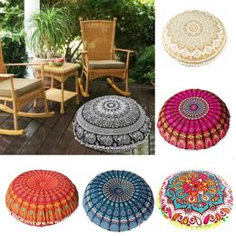 Pillow 43CM Round Mandala Pillowcase Bohemian Cushion Cover Floor Pillows Home el Flower Printed 231027