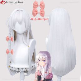 Catsuit Costumes Anime Wandering Witch: the Journey of Elaina Cosplay 70cm Long Sier White Heat Resistant Halloween Wigs + Wig Cap