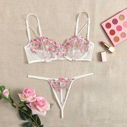 Sexy Set Sexy Lingerie Women Light Pink Female Underwear Intimate Bra and Panty Set Woman 2 Pieces Lace See Through Outfit