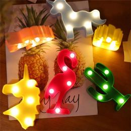 Other Event Party Supplies Cute Letter Flamingo Led Night Light for Baby Beside Toy Pineapple Cactus Wall Lamp Marquee Sign LED Home Christmas Decor 231027