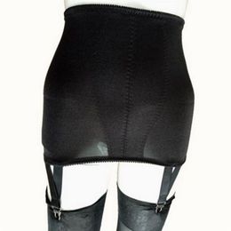 Sexy Women High Waisted Straight Skirt with 4-Metal Buckles Straps Mesh Lingerie Suspender Elastic Garter Belt S-XXL Black White N199y