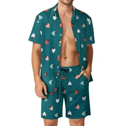 Men's Tracksuits Strawberry Colourful Men Sets Fruit Casual Shirt Set Fashion Vacation Shorts Summer Graphic Suit Two-piece Clothes Plus Size