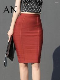 Skirts Spring And Summer Temperament Sexy Tight High Waist Bag Hip Skirt Bandage Solid Color Thin Pencil