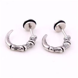 Stud High Quality Titanium Steel Earrings Punk Gothic Eagle Claw Earring Vintage Horn Cone Ear Body Piercing Jewellery Wholesale Drop De Dhrk2