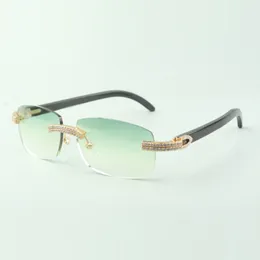 Direct sales double row diamond buffs sunglasses 3524026 with black buffs horn legs designer glasses size: 56-18-140 mm