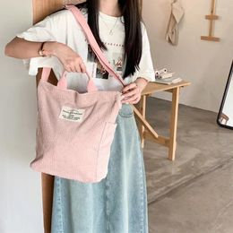 Evening Bags Solid Color Corduroy Tote Handbag Unisex Fashion Satchel Ladies Crossbody Adjustable Shoulder Strap Cloth Bag